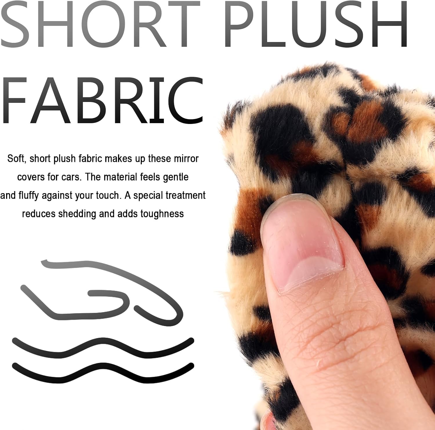 Leopard Car Rear View Mirror Cover,Cute Fuzzy Plush Cars Rearview Mirror Cover for Dust/Scratch Protection,Universal Car Mirrors Covers as Stylish Interior Decoration