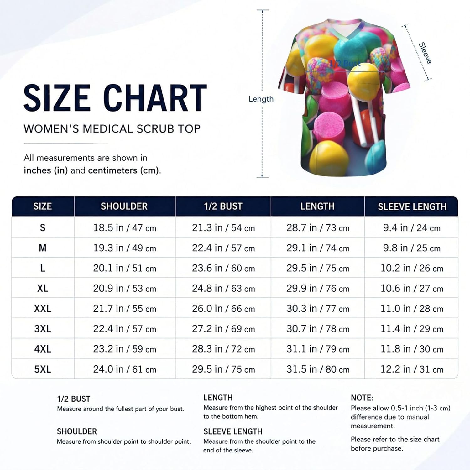 Professional Scrub Tops for Men, Classic V-Neck Workwear with 3 Pockets