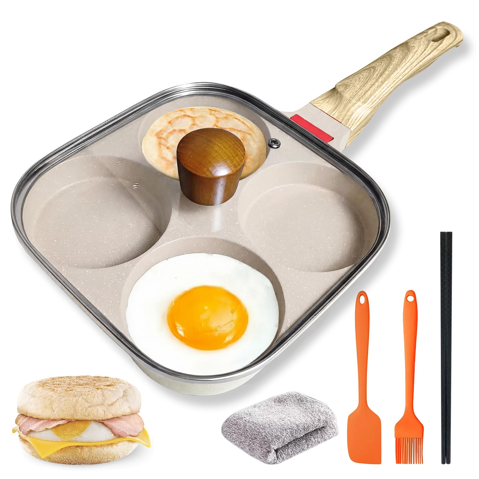 Ywmoml 4 Cup Nonstick Egg Pan Set