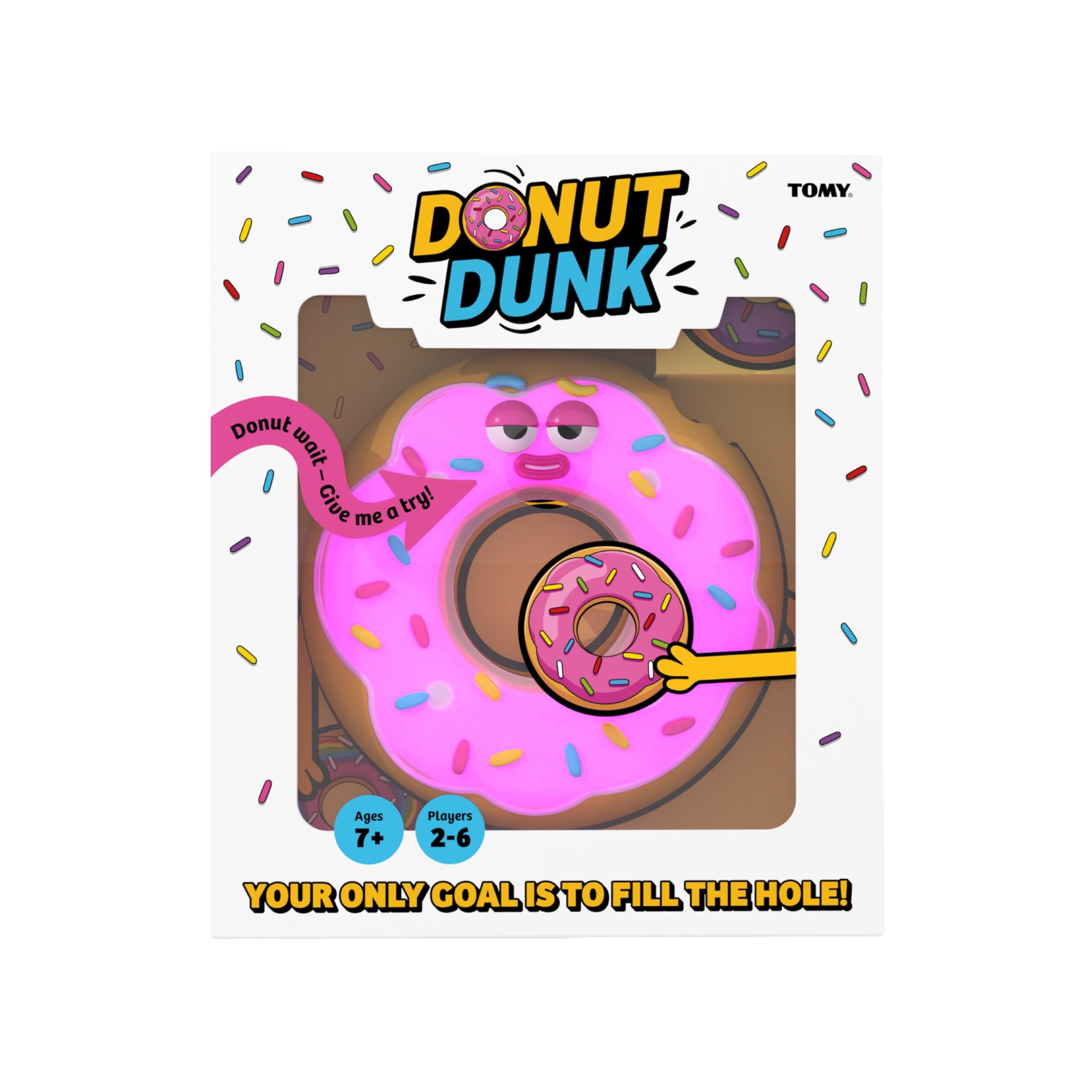 Donut Dunk Game, Fast Action Family Party Game with Electronic Donut Unit, Colour Matching Reflex Play, For Kids and Adults Playing Night, 2 to 6 Players, Ages 6 Plus, Lights and Sound Gameplay