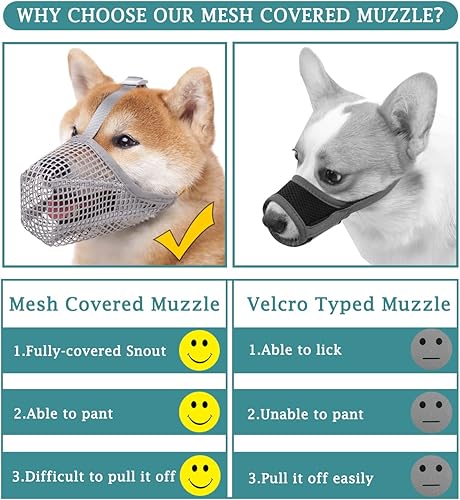 Miniatura 4 de Bozal para perro, bozales cubiertos de malla suave para perros pequeños, medianos y grandes, bozal de protección de cebo envenenado con correas