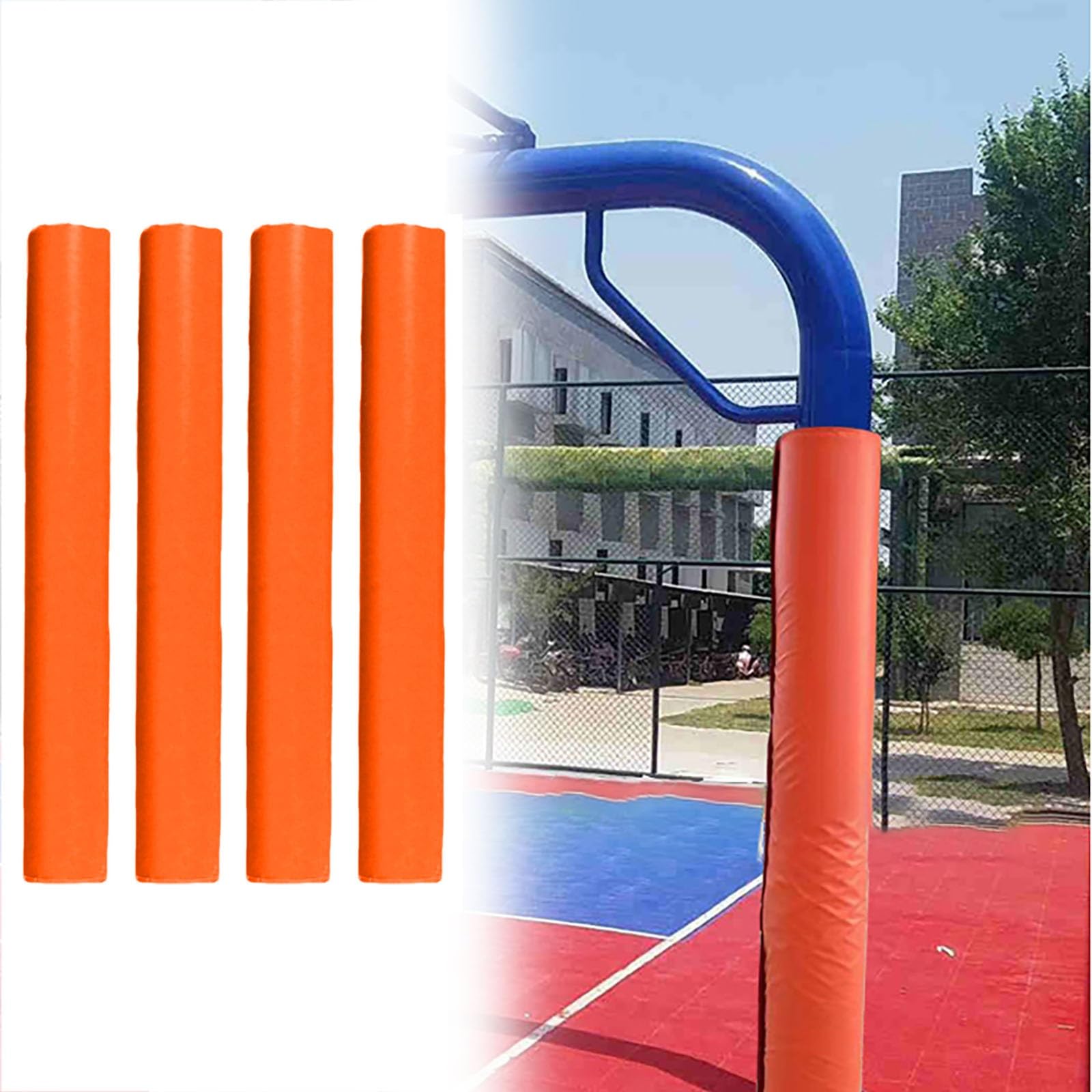 MLYAYE 2 4 6 Pack PU Basketball Post Padding, Outside Football Volleyball Hoop Safety Pad fit Protective Kids/Child/Students/Athletes, 4.5 in/ 5.5''/ 6.5/8.6 Inch Dia(4pack,in Dia-5.5 inch)