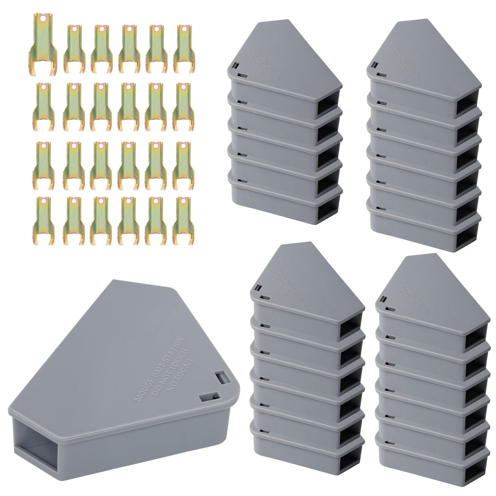 Mouse Station with Keys Grey 24 Pack, Key Required Mouse Stations, Mice Stations, Keeps Children and Pets Safe Indoor &amp; Outdoor
