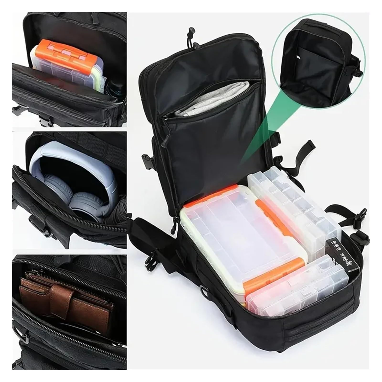Mochila de Pesca Mochila de Pesca Impermeable Nailon, Bolsa Almacenamiento for Aparejos, Bandolera Doble for al Aire Libre, Caza y Senderismo(Color 02)