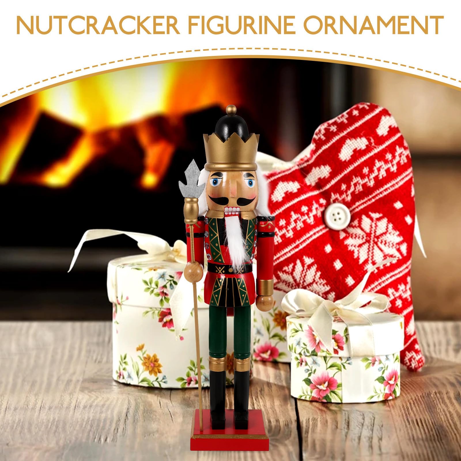 TOYANDONA 3 Piezas Cascanueces de Escritorio Navideño de Madera, Adorno