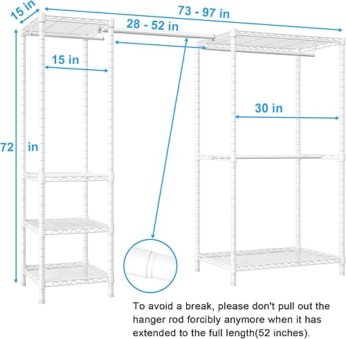 Miniatura 2 de Ulif Perchero E10 (con barra de suspensión elástica), percheros independientes para colgar ropa, sistema organizador de armario ajustable, perchero