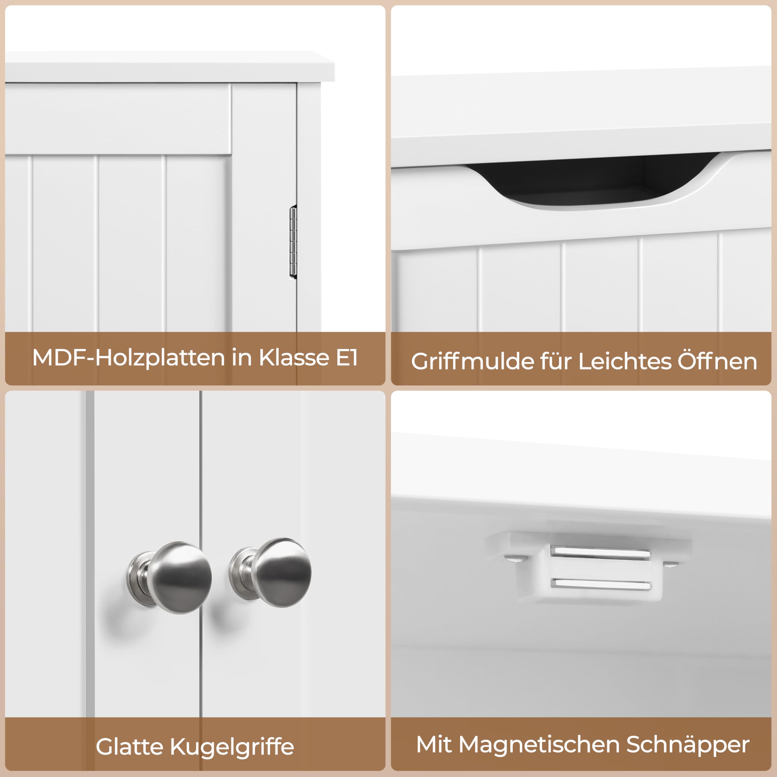 Yaheetech Badezimmerschrank Unterschrank Badkommode mit 4 Schubladen und 2 Türen Badschrank Bodenschrank mit höhenverstellbaren Einlegeboden fürs Badezimmer Wohnzimmer Flur Küche, Weiß