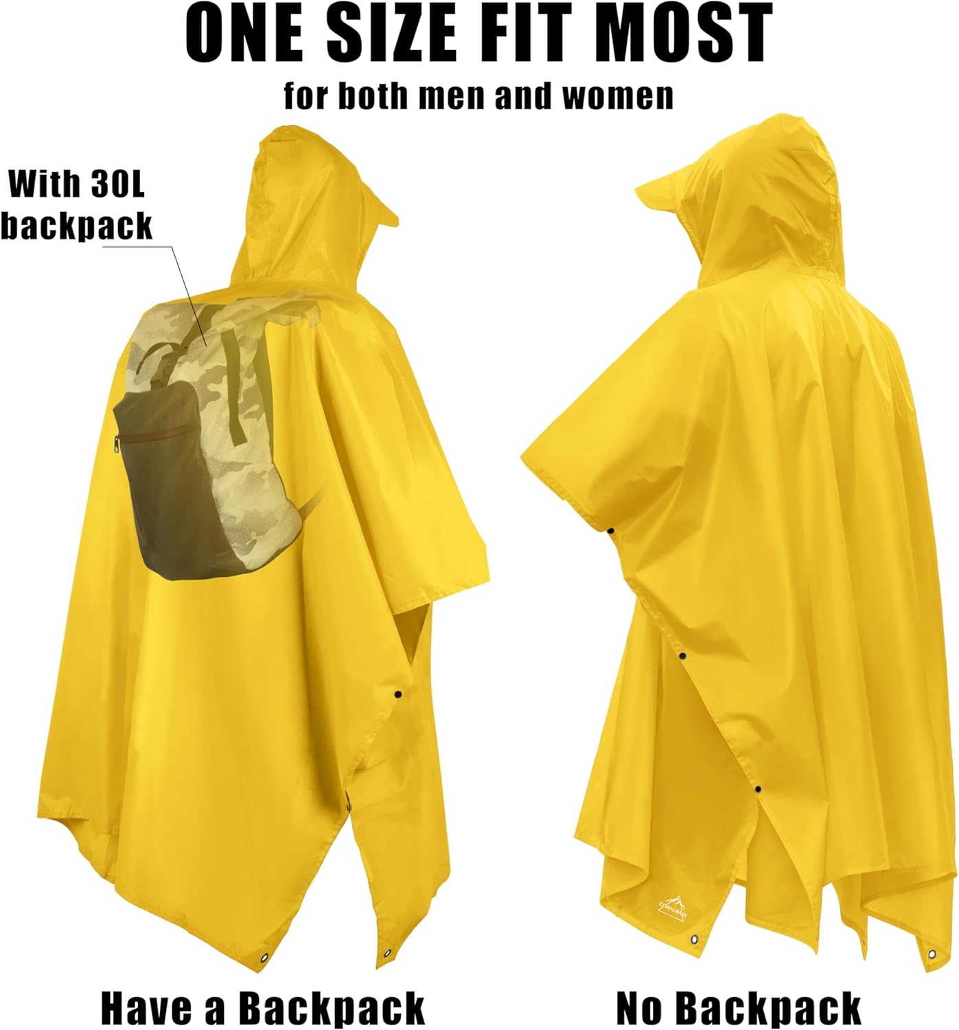 Coralrain Hooded Rain Poncho Lightweight Waterproof Unisex Raincoat Jacket with Pocket for Men Women Adult - Image 4