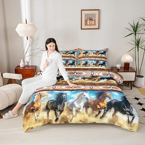 Miniatura 49 de Feelyou - Juego de edredón retro hippie con flores, tamaño King, para niños, con diseño de plantas florales botánicas de los 60 y 70, edredón Multi