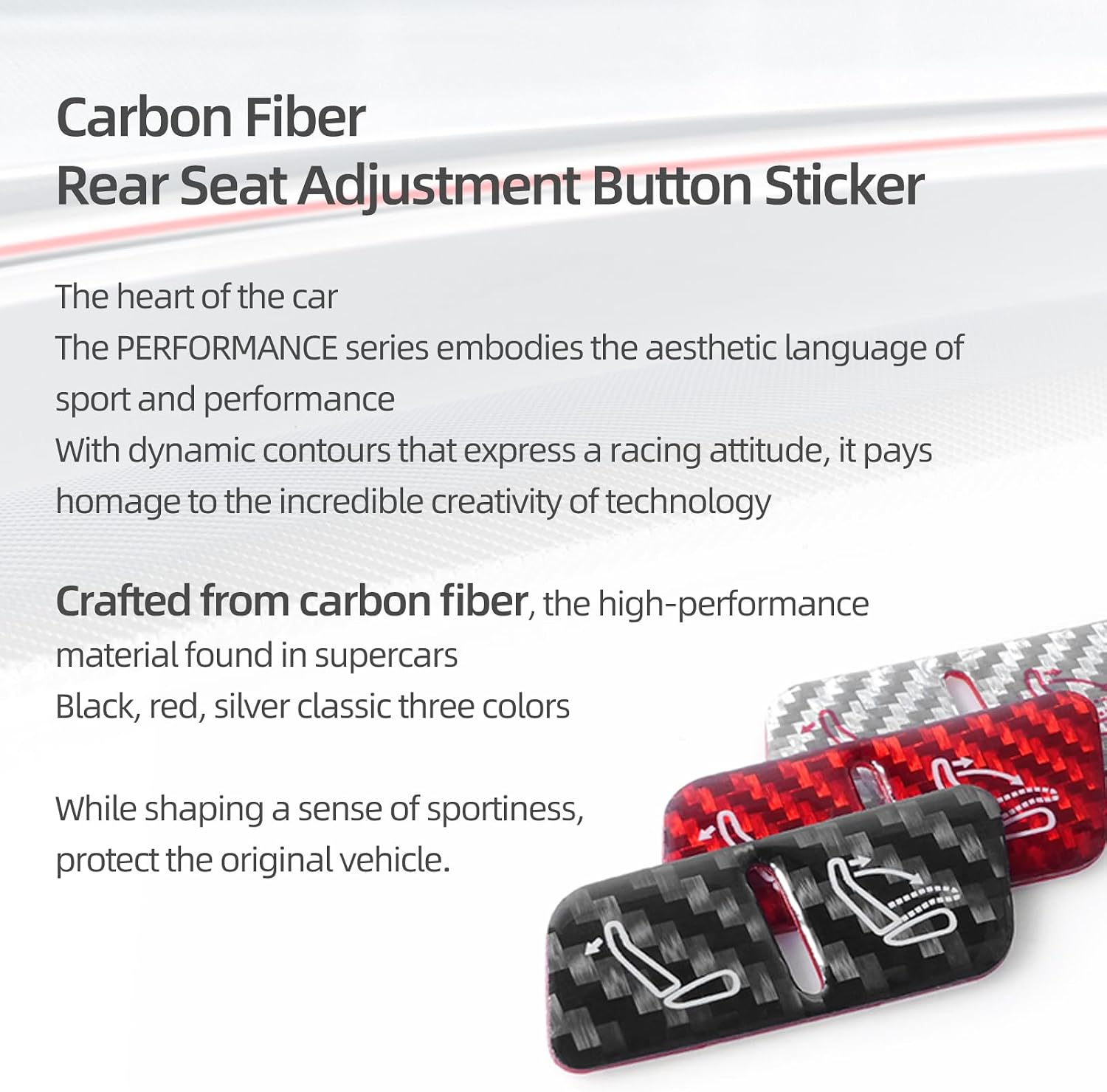 BETTERHUMZ Car Seat Adjustment Button Sticker Compatible with Tesla | Model Y Juniper 2026 2025 Carbon Fiber Protective Sticker Car Interior Molding Accessories (RED)