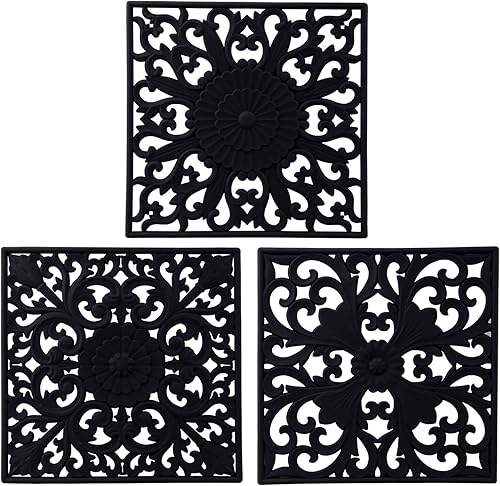 Salvamanteles de silicona para platos calientes, ollas y sartenes, tapete salvamanteles tallado multiusos, tapetes cuadrados flexibles aislados para