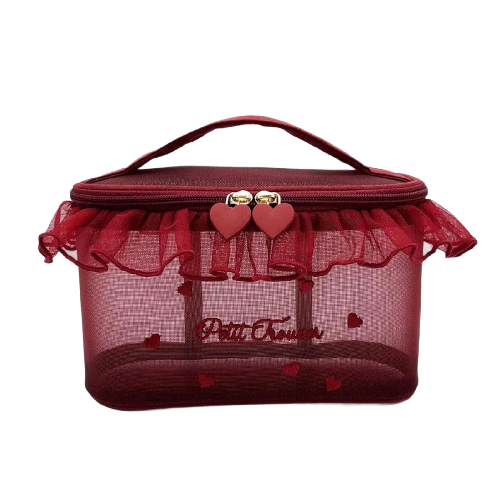 Xjdzineq Organized Cosmetic Storage Bag with Visible Meshes Panels Makeup Pouches Storage Bag for Women and Girls Nylon Makeup Pouches for Travel