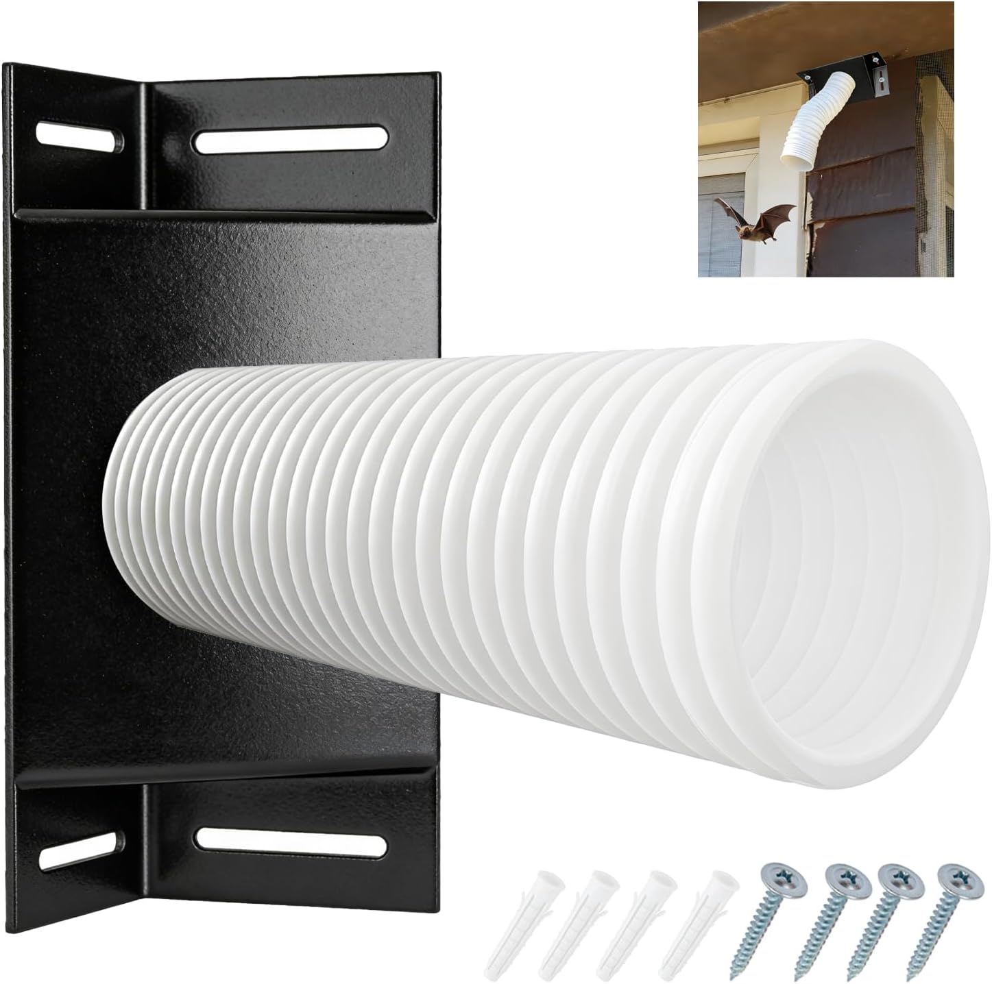 Bat One Way Exclusion Valve, 90 Degree Connector Bat Exclusion Tube, Bats Removal Device Tube, Bats One Way Door for Outside House (Right Angle)