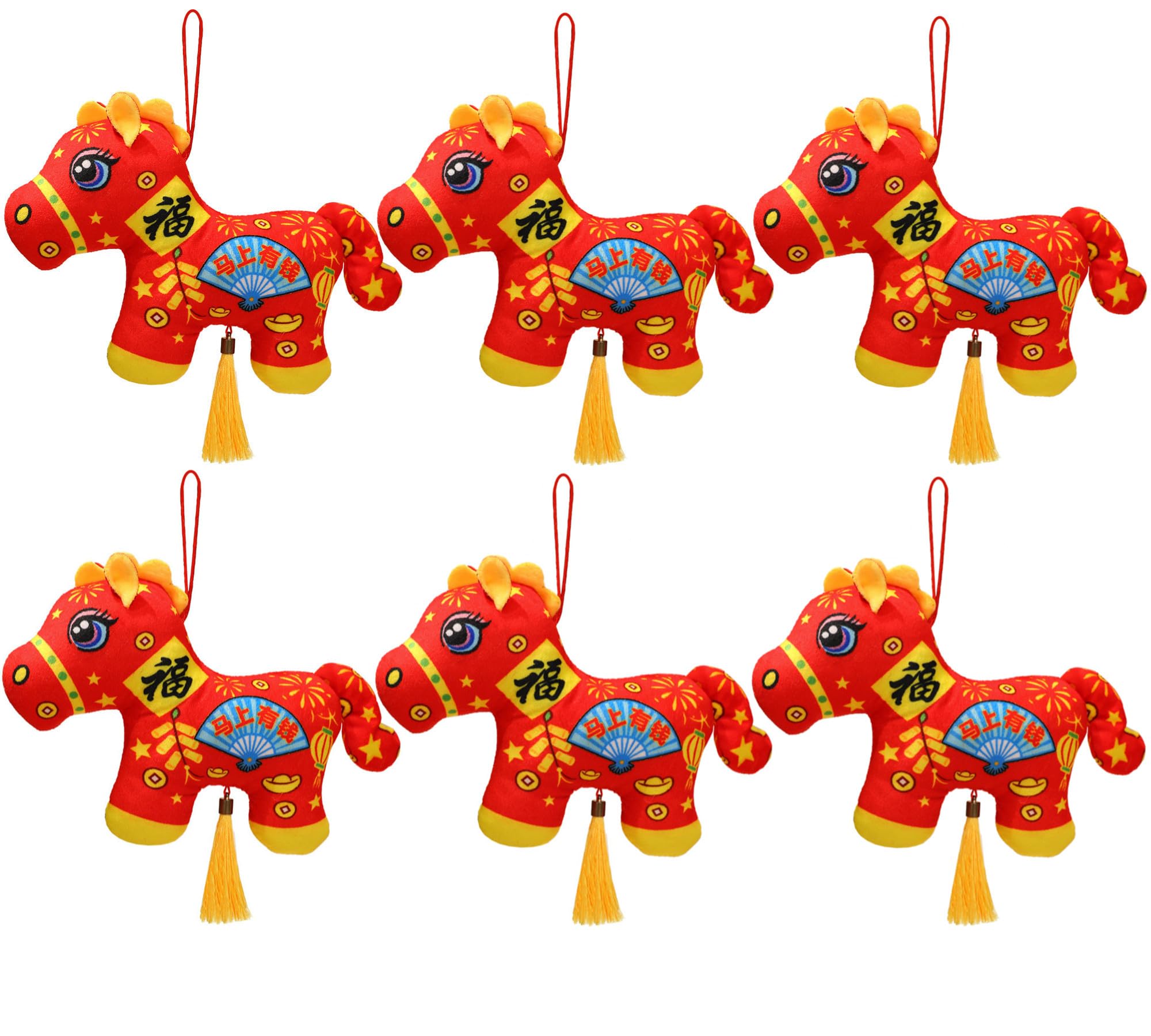 6Pcs Year of The Horse Plush Ornaments