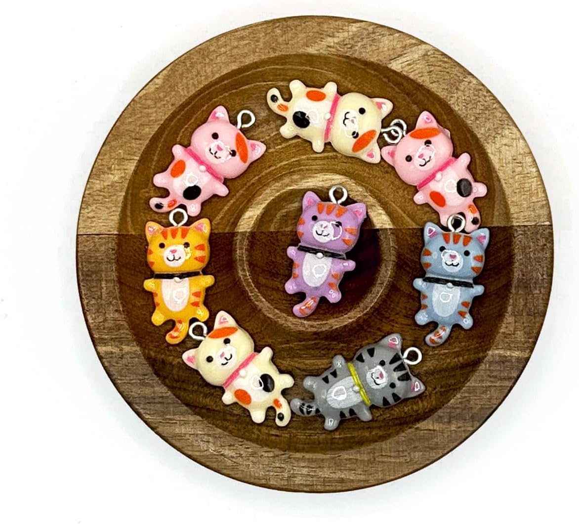 40PCS Cat Resin Charms, Colorful Kitty Resin Pendants, Animal Pendants Bulk, Kawaii Kitty Dangle Charms for Necklace Bracelet Earrings Jewelry Making DIY Crafts - Image 6