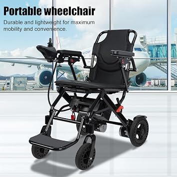 Electric Wheelchair, Lightweight Foldable Motorized Wheelchairs for Adults, 500W Portable Power Chair, 12 Miles Range, All Terrains Power Wheelchair for Seniors Travel, Home, Airline Approved Black