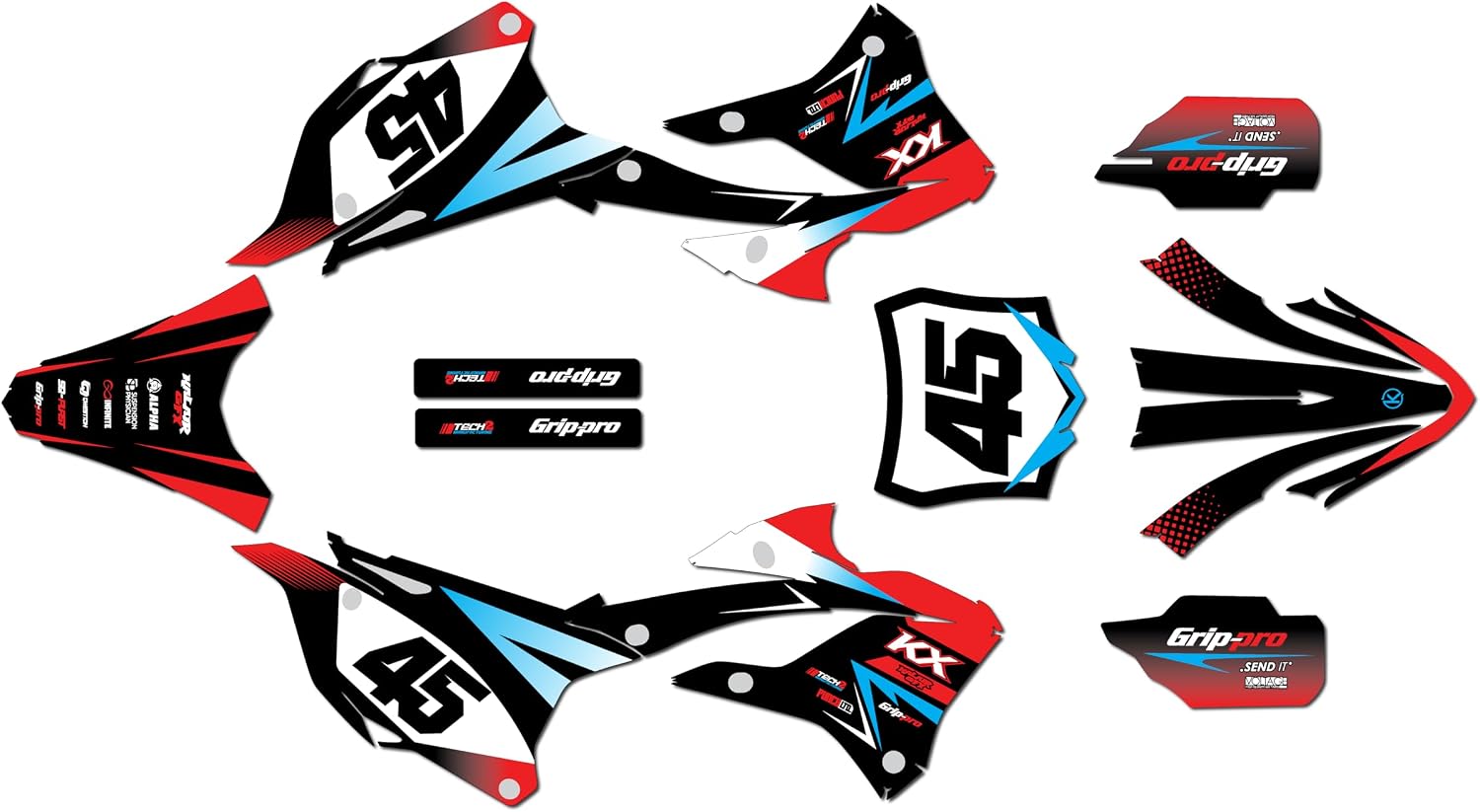 Graphics Kit for Kawasaki KX85 / KX112 (2022-2026) Division Series Red 16 Mil - On/Off the Road - Dirt Pit Bike Motorcycle Sticker, Dirtbike Racing Decal Motocross Accessories no-Plastics