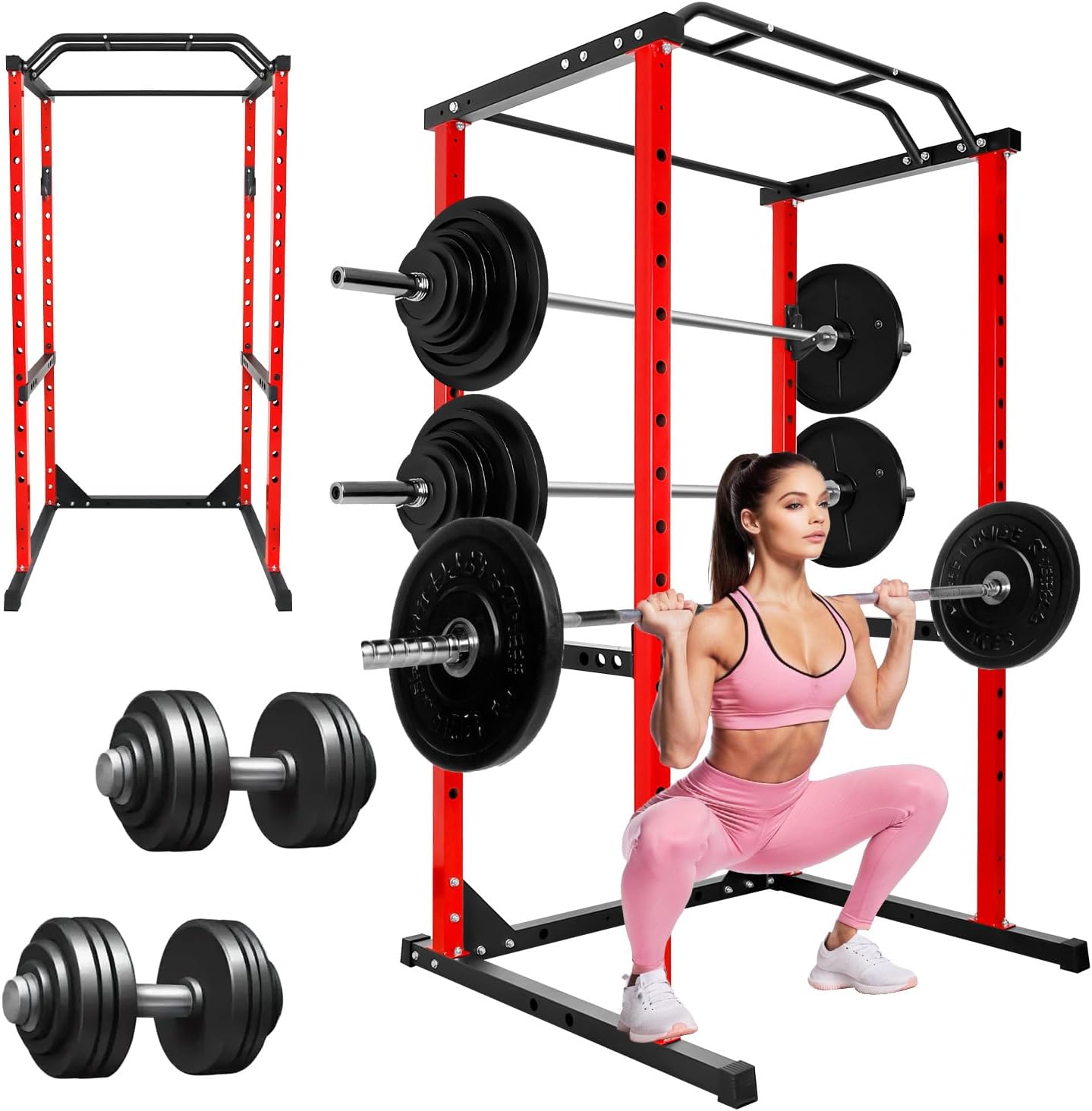 RQR RQR Heavy-Duty Power Cage – 1200 LBS Capacity & Adjustable Safety Spotter Arms