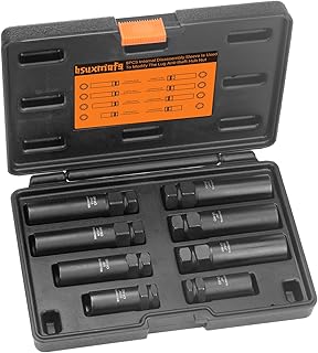 BSUXMAFG 8PCS Wheel Lock Removal Kit Tool, SAE Metric Lug Nut Master Key Set, Wheel Lock Key for Easily Removing Locking Lug Nuts on Aftermarket and Wheels Tire