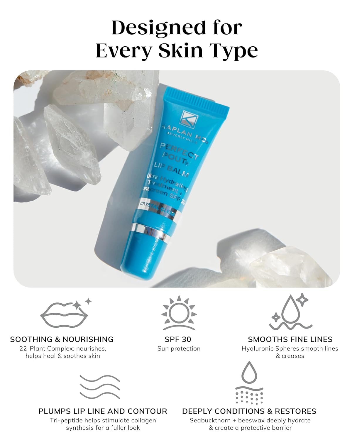 KAPLAN MD Perfect Pout Lip Balm, Ultra Hydrating Treatment + SPF 30 Sunscreen, 0.35 oz - Image 2