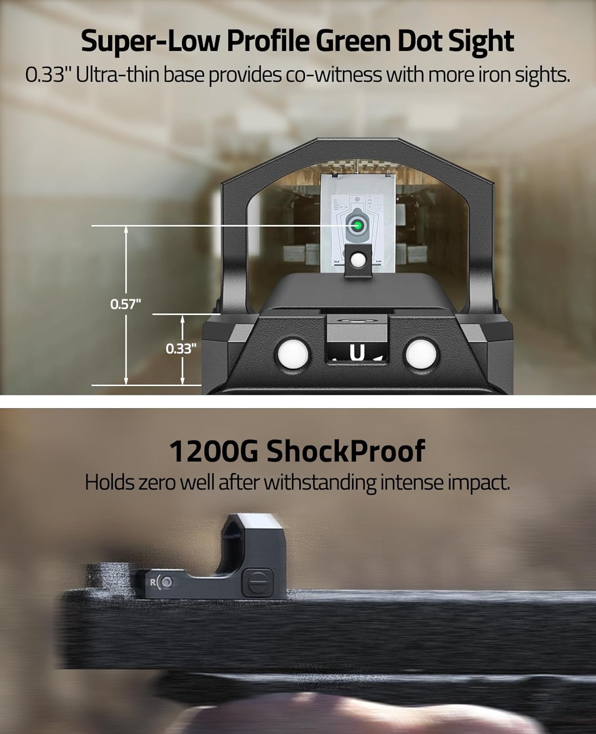 CVLIFE WolfCloak X04 Motion Awake Green Dot Sight for RMR Cut Footprint, 3 MOA Green Dot Open Reflex Sight, 24mm Lens Optics Scope for Full-Sized Pistols, Adapter for Glock MOS & 21mm Picatinny Base