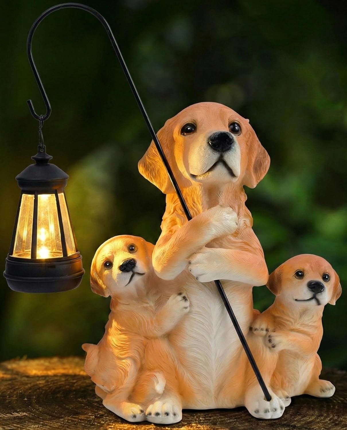 Solar Golden Retriever Garden Statue Outdoor Dog Figurine with Lights Decor for Porch Yard Decorations Homes Sculptures Statues