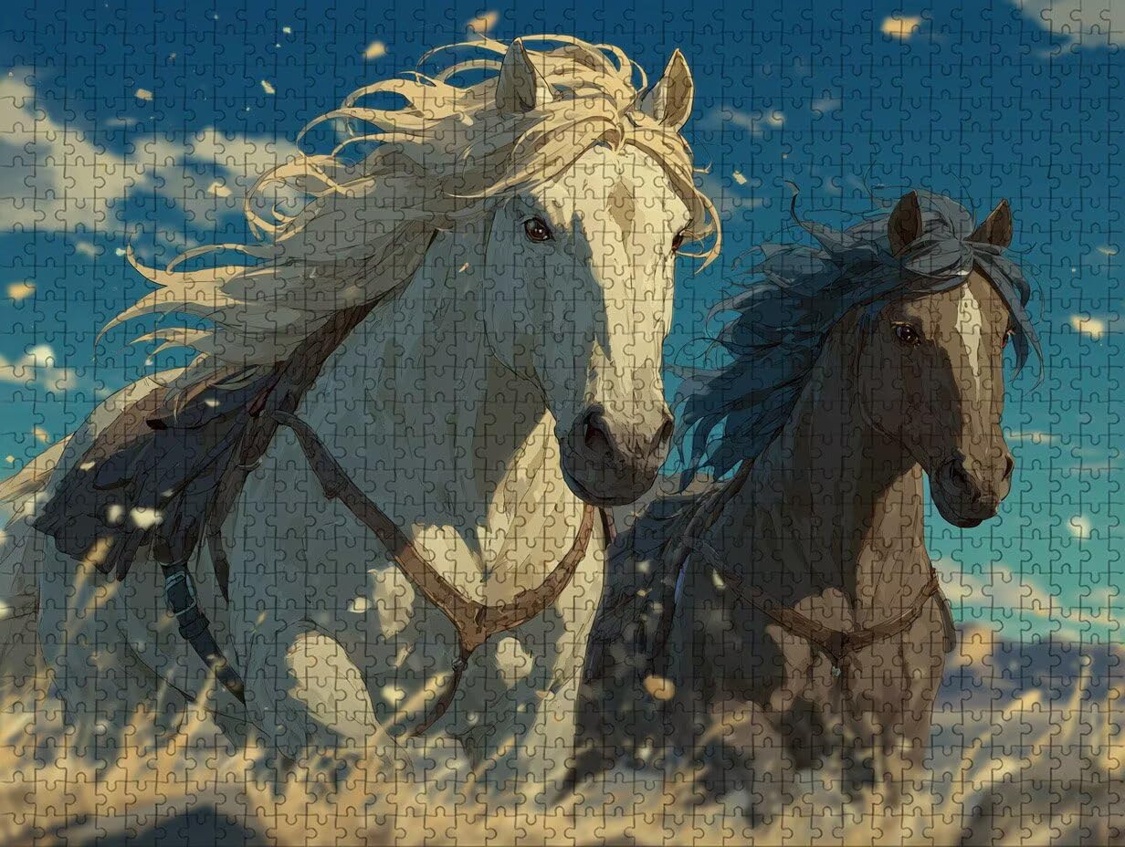 Puzzle 3000 elementów dla dorosłych koni, drewniane puzzle 122 x 81 cm, dla mężczyzn, kobiet, starszych seniorów, części ściśle do siebie pasują, dekompresja, dekoracja ścienna, prezenty dla