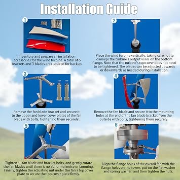 Vertical Axis Inclined H-Type Wind Turbine, Portable Helix Natures Generator Vertical Helix Wind Power Turbine Generator Kit DIY,Color available with Controller & Windmill 100W-White12V