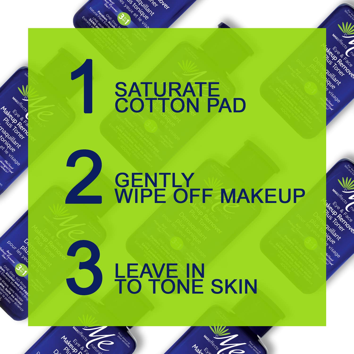 MAXEffects 3 in 1 Cleanser & Toning Liquid Micellar Cleansing Water - Face and Eye Makeup Remover Oil Free with Face Toner, All Natural, Oil and Alcohol Free, 2.2+13.5 fl oz Bundle