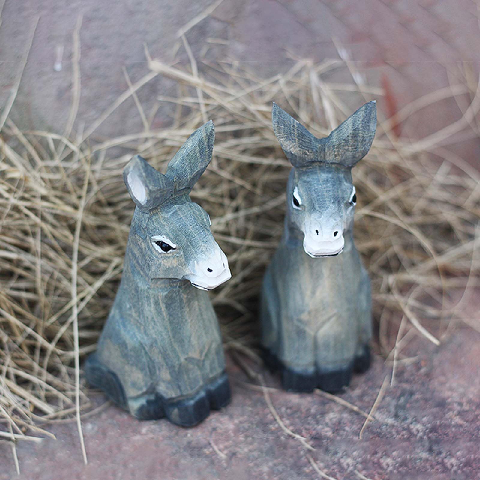 Amazon.co.jp: ロバ かわいい 木彫り インテリア雑貨 驢馬の置物 兎馬