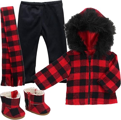 Miniatura 6 de Sophia's Muñeca de 18 pulgadas, 4 piezas. Traje de invierno con chaqueta de nailon rosa intenso, sombrero y botas de piel sintética de oso y Rosa