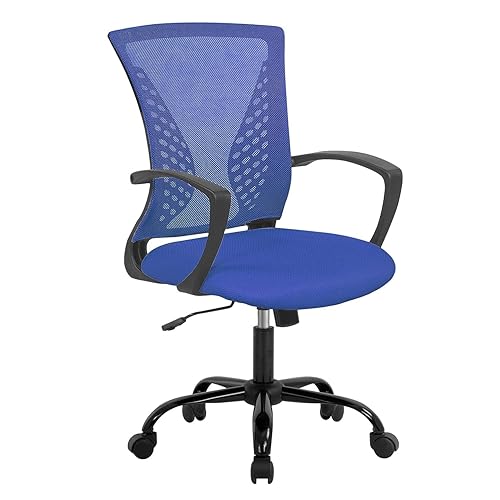 Office Chair Ergonomic Desk Chair Mesh Computer Chair with Lumbar Support Armrest Rolling Swivel Adjustable Task Chair for Adults(Blue) - 22.46D x 23.64W x 38.61H in - Blue