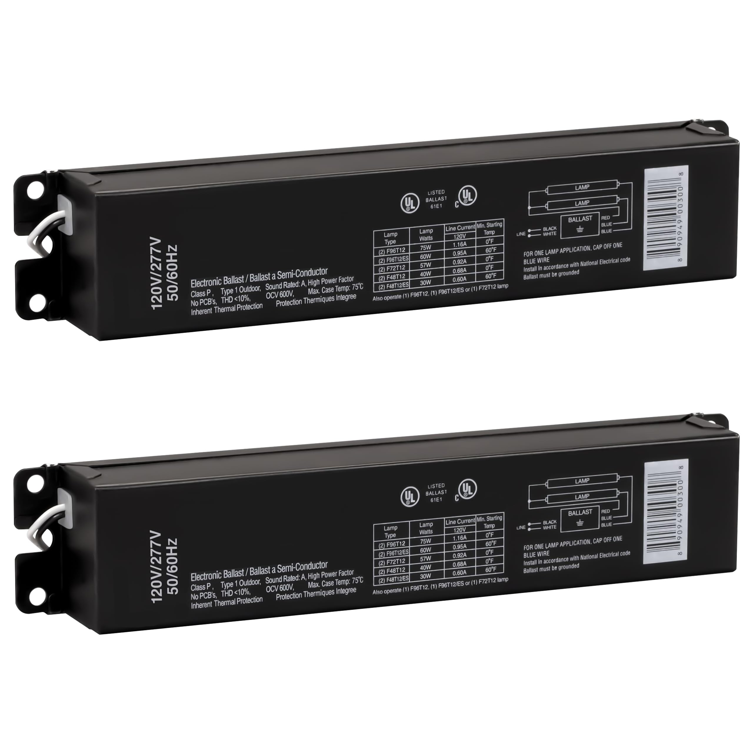 OHLECTRIC Replacement for Keystone KTEB-275-UV-TP-PIC-SL 2 Lamp T12 Electronic Fluorescent Ballast | 120-277V Input with Instant Start Operation | 0.88 Ballast Factor, UL-Approved