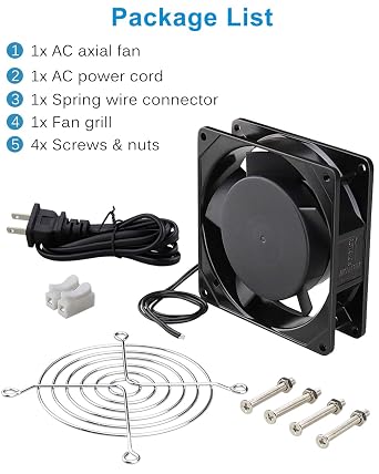 GDSTIME AXIAL 9225 Muffin Fan, 120V AC 92mm x 25mm, Dual Ball Bearing