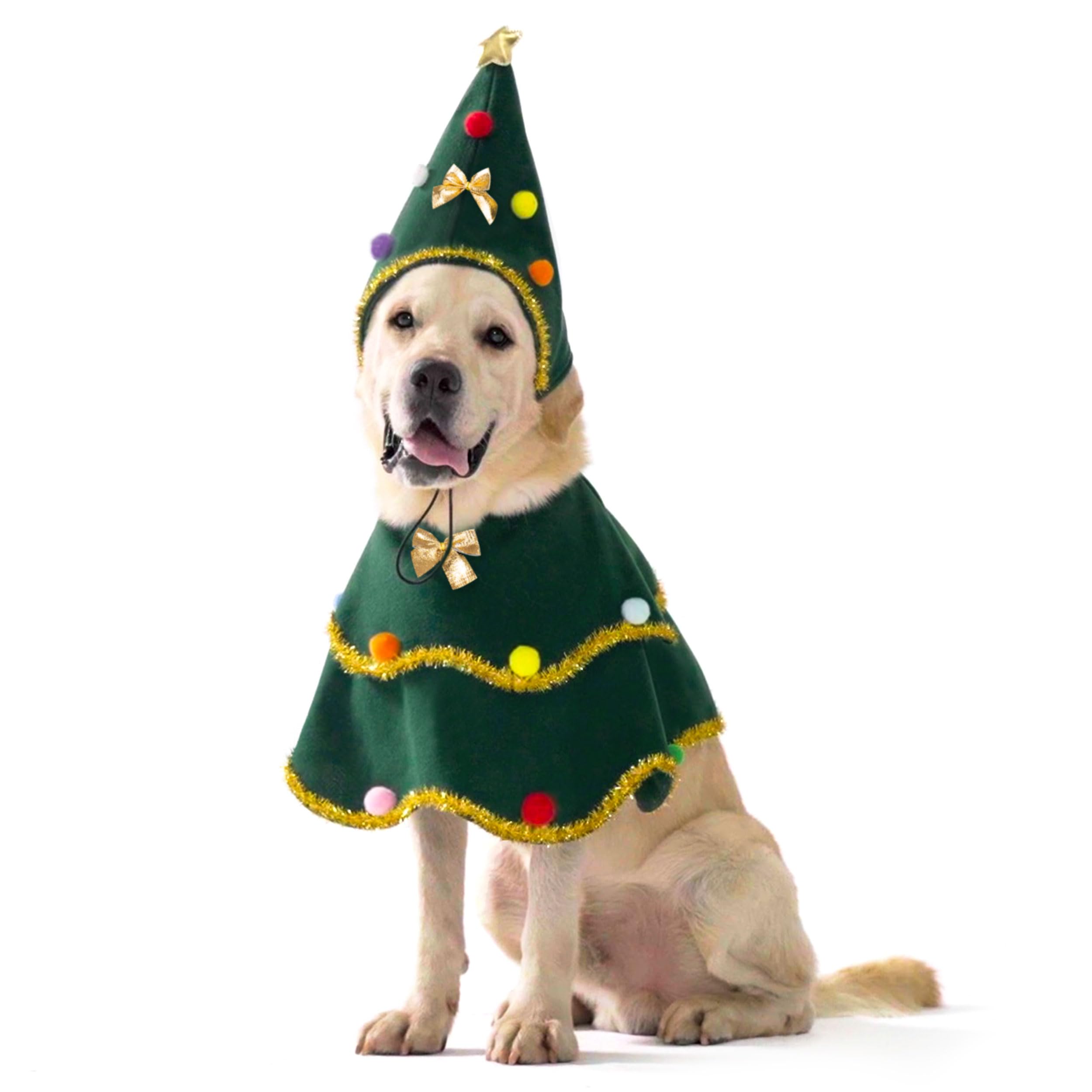 cyeollo Dog Christmas Costume Cute Christmas Tree Outfit Pet Dog Clothes Xmas Costumes for Medium Large Dogs, Green L