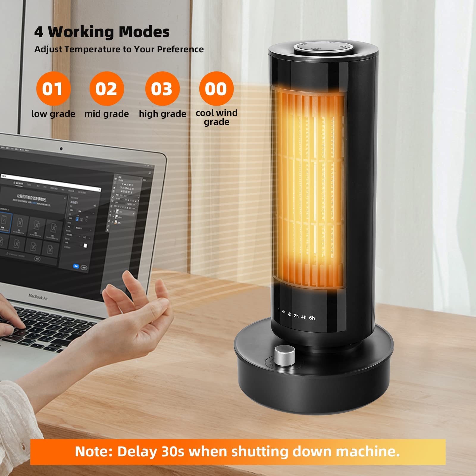 Amazon.com: VIZTY Space Heater for Indoor Use,1000W Fast Quiet Heating PTC Electric  Heater with Remote,3 Modes 2-4-6H Timer Oscillating Overheat u0026 Tip-Over  Protection,Portable Desk Heaters for Office Home, (Black) : Home u0026