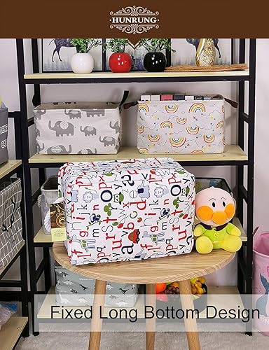 Miniatura 4 de HUNRUNG - Cesta de almacenamiento rectangular, lindo organizador de tela para juguetes de mascotasniños, libros o ropa. Perfecta para habitaciones