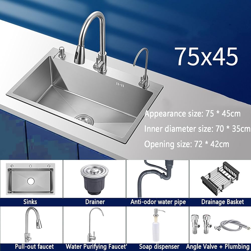 Amazon.co.jp: ステンレスキッチンシンク, シングルボウル