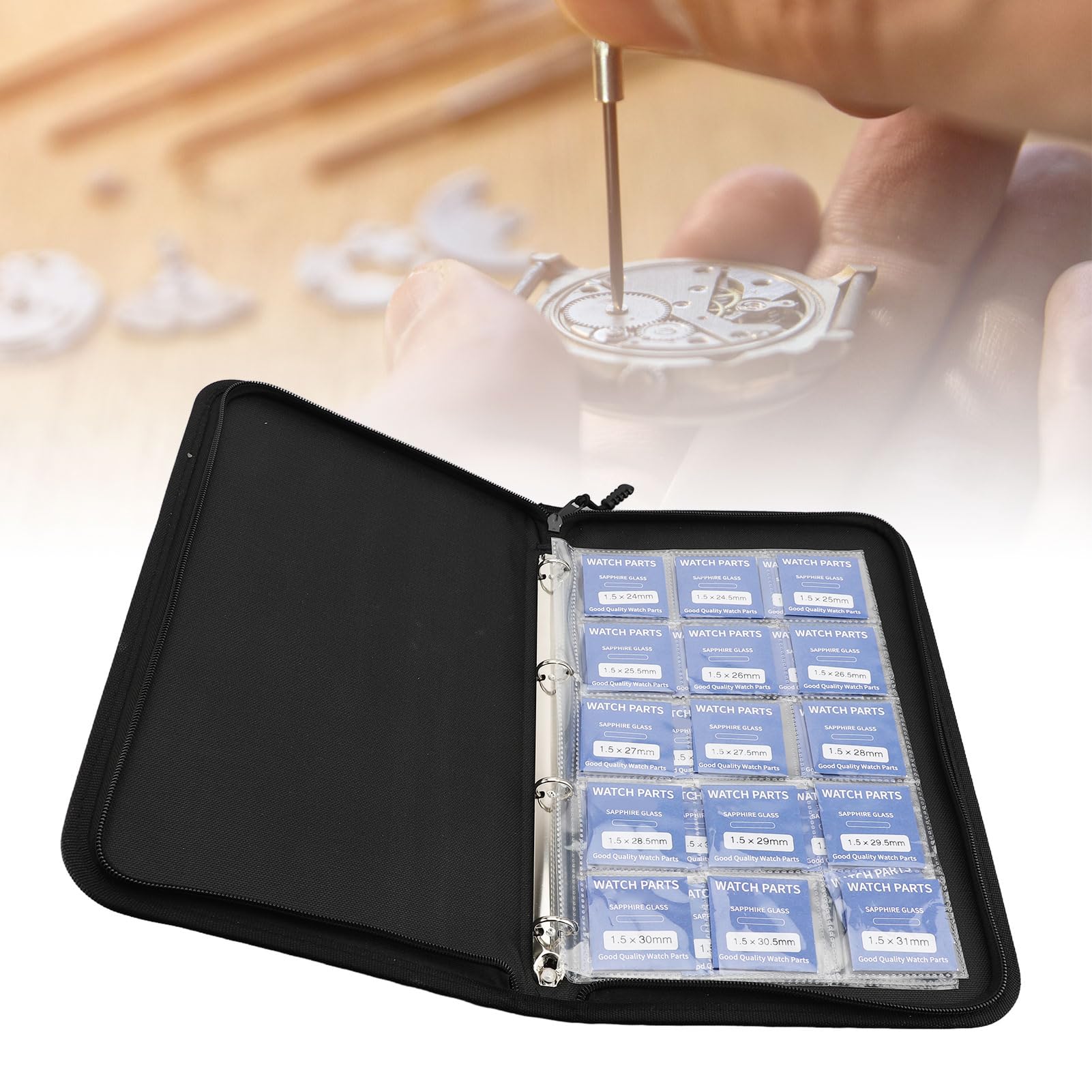 Saphirglas Uhrenobjektiv 33pcs Hohe Transparenz Durable Runde Flache Uhr Spiegel Ersatz für Uhrmacher 24-40mm