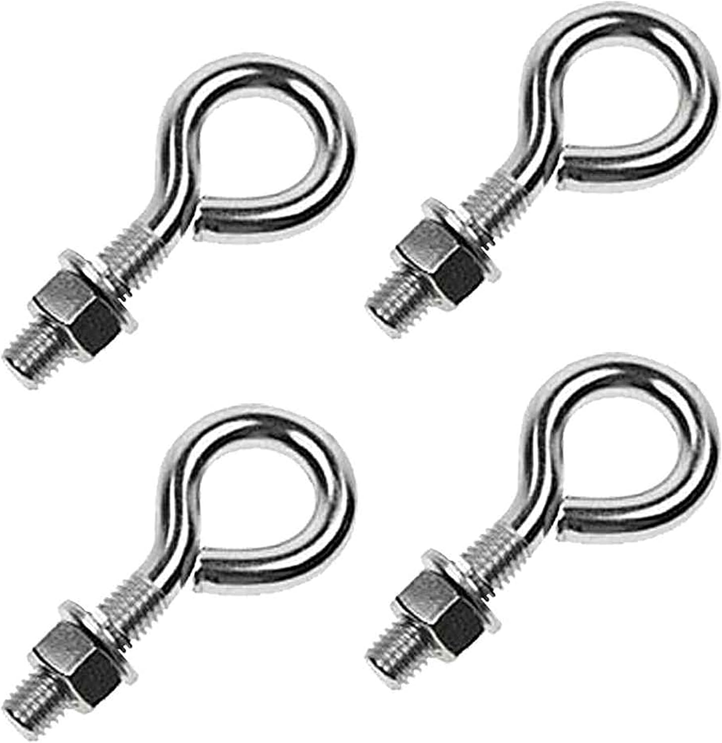 US Cargo Control 1/4" x 5" Stainless Steel Type 316 Non-Welded Eye Bolt - 4 Pack