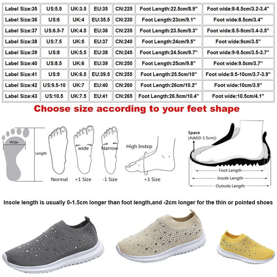 AngryMonkey Womens Rhinestone Sneakers Slip On Wedge Orthopedic Breathable Mesh Platform Lightweight Walking Loafer with Crystal Glitter2