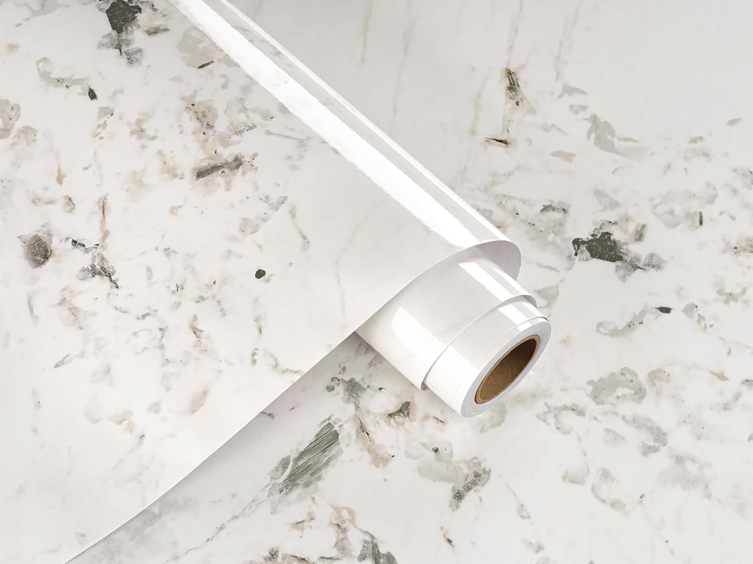Decotalk 30"x120" White Marble Contact Paper Peel and Stick Glossy White Marble Contact Paper for Countertops Waterproof Countertop Vinyl Wrap Contact Paper Marble White Grey Marble Contact Paper