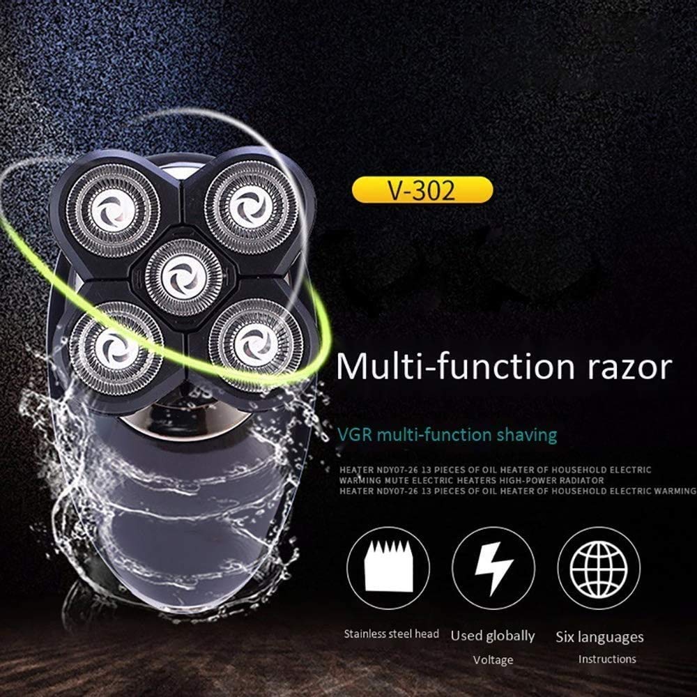 Afeitadoras eléctricas, 4 en 1, lavables, rotativas, cortadoras de pelo húmedo, cepillo de limpieza facial recargable para hombres