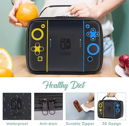 Miniatura 4 de Game Console Lunch Box, Boy Leather Reusable Lunch Bag, Waterproof Thermal Insulated Kids Lunch Box, Portable Mini Cooler for Boys Girls Kids for