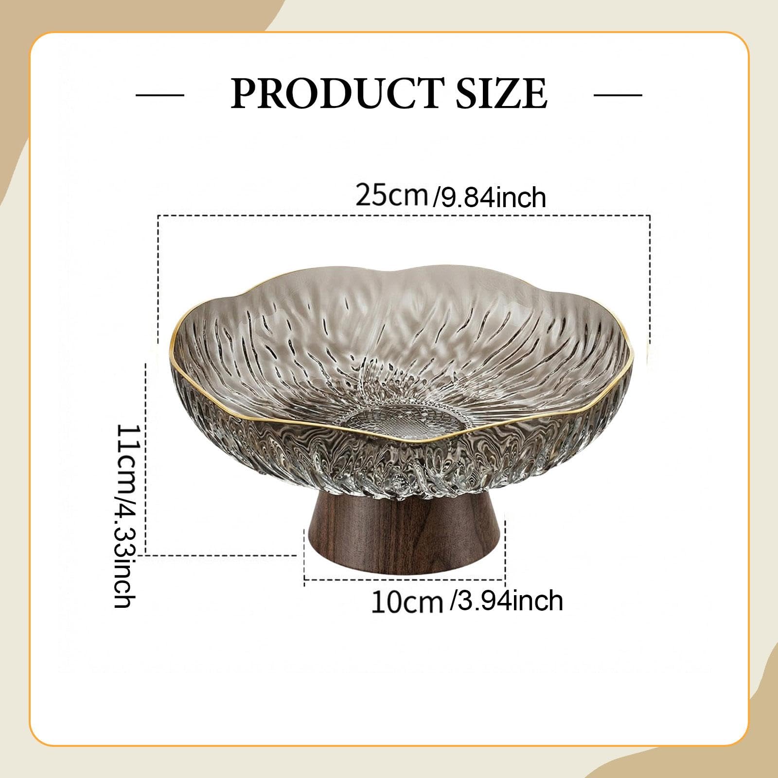 KESOTO Frutero con Pedestal, Soporte para Aperitivos, Bandeja de Almacenamiento Multiusos con Orificios de Drenaje para Cocina, Comedor, Hogar, Regalo, Gris, Individual