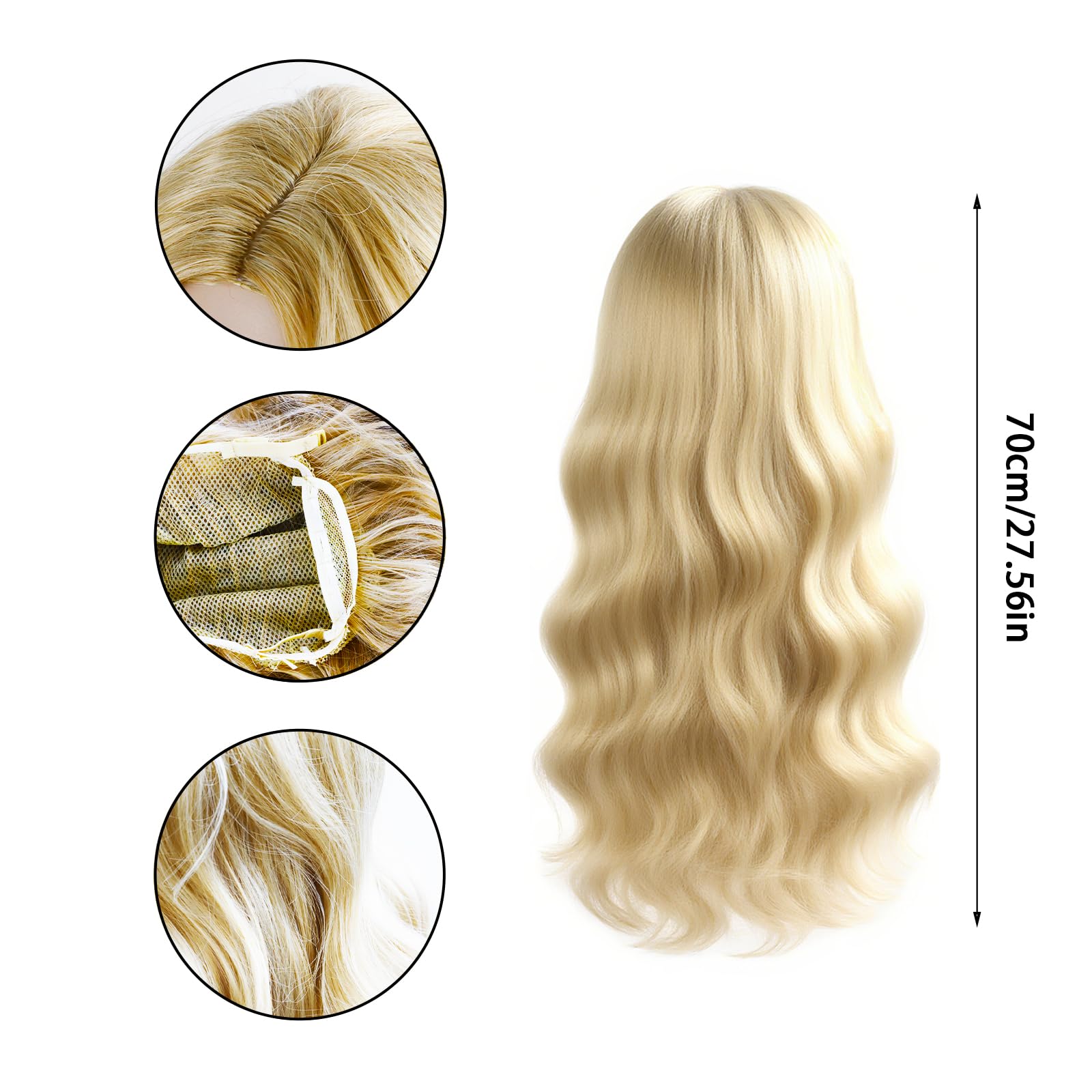 Blond peruka długa, damska na karnawał, 61 cm, blond, loki, peruka karnawałowa, damska, blond, roszpunka, długie włosy, do codziennego użytku, na imprezę, wesele