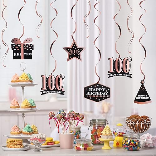 Miniatura 77 de LINGTEER Happy 65th Birthday Decorations Set - 12Pcs Black & Gold Swirls Streamer,Happy Birthday Bunting Banner,Cheers to 65 Years Old Bday Party