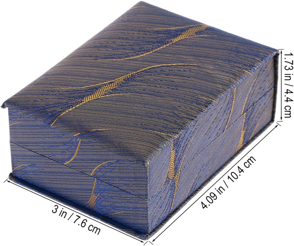 Blue Brocade Cloth Jewelry Box Case for Pendant Display image 2