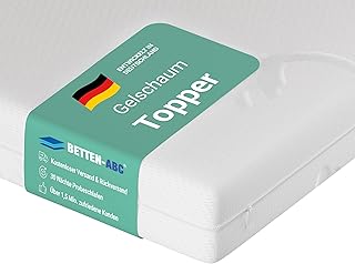 Betten-ABC - ViGeTo Topper - 100x200 cm - Gelschaumtechnologie - Optimale Temperaturregulierung & Körperkontur-Anpassung - Hypoallergen & Antibakteriell - Bezug abnehmbar & waschbar - Paketlieferung