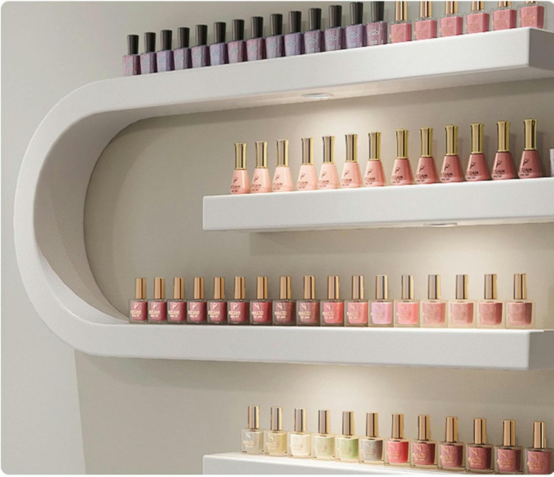 Mensola per Smalto a Parete, mensola per Oli Essenziali a Forma di U, Porta Rossetto, Organizer da Parete per Smalto con Luce